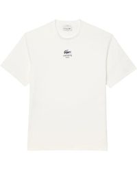 Lacoste - Weißes Basic Baumwoll T-Shirt Mit Logo - Lyst