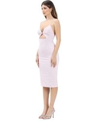 Elisabetta Franchi - Elegantes Lila Blumen Jacquard Midi Kleid - Lyst