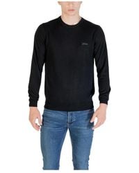 Guess - Schwarzer Strick Rundhals Pullover - Lyst