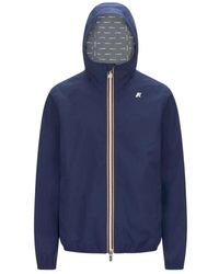 K-Way - Jassen ,Blauw ,Polyester Stretch Dot Jacket - Lyst