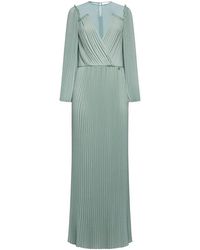 Silvian Heach - Lange Jurk Met Plooien En Gekruiste Halslijn - Lyst
