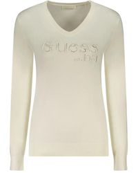 Guess - Witte Viscose Trui Met Strass - Lyst