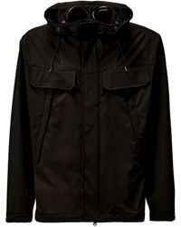 C.P. Company - Jassen ,Zwart ,Zwarte Goggle Jas Met Verborgen Bril - Lyst