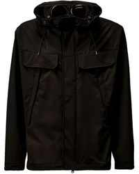 C.P. Company - Jassen ,Zwart ,Zwarte Goggle Jas Met Verborgen Bril - Lyst