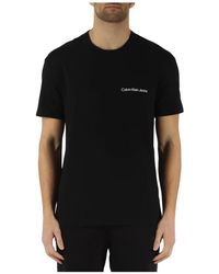 Calvin Klein - Baumwoll t-shirt mit logo-prägung - Lyst