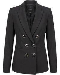 Pinko - Jassen ,Zwart ,Polyester Geklede Double-Breasted Blazer - Lyst