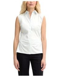 BOSS - Tops ,Wit ,Ribgebreide Top Met Boothals - Lyst