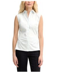 BOSS - Tops ,Wit ,Ribgebreide Top Met Boothals - Lyst