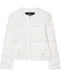 Luisa Cerano - Jassen ,Wit ,Tweed Fancy Tweed Jas Met Franjes - Lyst