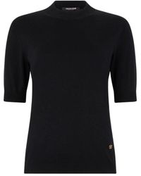 Roberto Cavalli - Truien & Vesten ,Zwart ,Zwarte Mock Neck Sweater Met Monogram Rc - Lyst