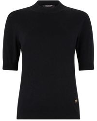 Roberto Cavalli - Truien & Vesten ,Zwart ,Zwarte Mock Neck Sweater Met Monogram Rc - Lyst