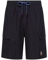 Moncler - Korte Broeken ,Blauw ,Katoen Cotton Jersey Gabardine Shorts - Lyst