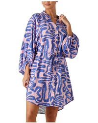 Pom - Kleedjes ,Veelkleurig ,Linnen Dress Waves - Lyst
