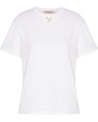 Valentino Garavani - Camiseta blanca de jersey de algodón con logo v - Lyst