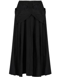Maison Margiela - Rokken ,Zwart ,Polyester Zwarte Taffetà Midi Rok Met Strik - Lyst