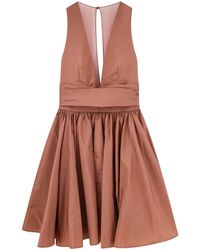 Pinko - Vestido marrón sin mangas con escote en v - Lyst