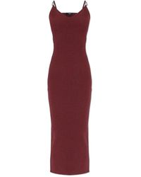 Versace - Kleedjes ,Rood ,Polyester Geribbelde Jurk Met Enkele Split - Lyst