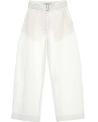 Studio Nicholson - Broeken ,Wit ,Witte Broek Met Afneembare Tailleband - Lyst