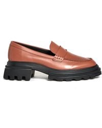 Hogan - Schoenen ,Bruin ,Leer Leren Mocassin Loafer - Lyst