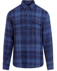 Ralph Lauren - Indigo blue tartan linen shirt - Lyst