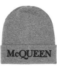 McQueen - Gerippte Beanie Mit Logo-Stickerei - Lyst