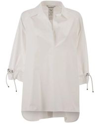 Max Mara - Blouse Met Wijde Lijnen En Open Polokraag - Lyst
