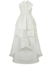 Alberta Ferretti - Kleedjes ,Wit ,Polyester Elegante Lange Jurk Voor Een Ceremonie - Lyst