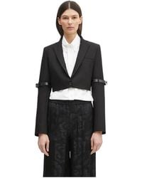 Coperni - Jassen ,Zwart ,Polyester Hybride Cropped Tailored Blazer - Lyst