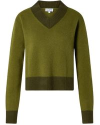 CLOEYS - Truien & Vesten ,Groen ,Kasjmier V-Hals Trui Kasjmier Groen - Lyst