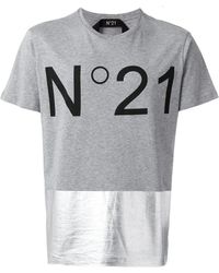 N°21 - Tops ,Grijs ,Katoen Grijze Katoenen T-Shirt - Lyst