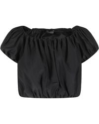 ANDAMANE - Overhemden ,Zwart ,Katoen Zwarte Katoenen Taffeta Off-Shoulder Top - Lyst