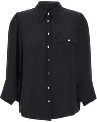 Liu Jo - Camisa negra de crepe cuello clásico - Lyst