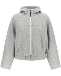 Brunello Cucinelli - Hoodies & Sweatvesten ,Grijs ,Katoen Zip-Through Hoodie - Lyst