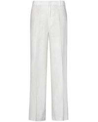 Ralph Lauren - Pantalones de lino blanco pierna recta - Lyst