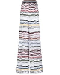 Missoni - Broeken ,Veelkleurig ,Katoen Wijde Zigzag Broek Van Viscose En Katoen - Lyst