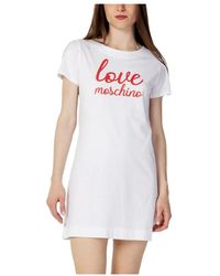 Love Moschino - Vestido blanco estampado para mujeres - Lyst