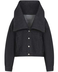 Balenciaga - Jassen ,Blauw ,Katoen Standing Collar Boxy Jacket - Lyst