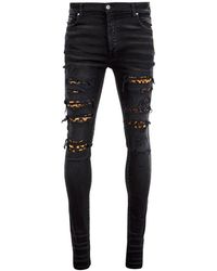 Amiri - Leopard denim jeans mit leoparden-detail - Lyst