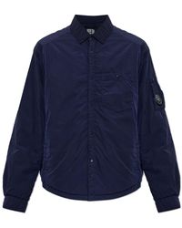 C.P. Company - Jassen ,Blauw ,Leer Geïsoleerd Jack Met Zakken - Lyst
