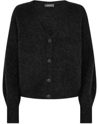 Mos Mosh - Truien & Vesten ,Zwart ,Wol Zwarte V-Hals Gebreide Vest - Lyst