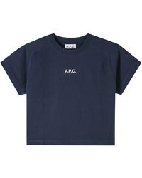 A.P.C. - Blaues Crewneck T-Shirt Mit Asics Logo - Lyst