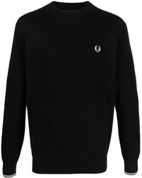 Fred Perry - Logo baumwoll rundhals pullover - Lyst