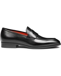 Santoni - Schwarze leder penny loafer schuhe - Lyst