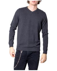 Jack & Jones - Truien & Vesten ,Grijs ,Katoen Basis V-Hals Katoenen Trui - Lyst