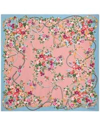 Dolce & Gabbana - Zijden Twill Sjaal Met Boeket Bloemenprint - Lyst