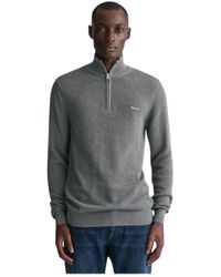 GANT - Klassischer baumwoll-piqué halb-zip pullover - Lyst