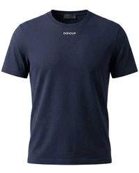 Dondup - Tops ,Blauw ,Katoen Regular-Fit T-Shirt Met Ronde Hals - Lyst