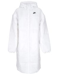Nike - Lange daunenjacke klassische parka weiß/schwarz - Lyst