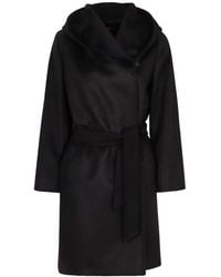 Max Mara - Jassen ,Zwart ,Wol Newmang Wollen Jas Met Capuchon - Lyst