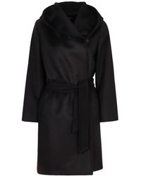 Max Mara - Jassen ,Zwart ,Wol Newmang Wollen Jas Met Capuchon - Lyst